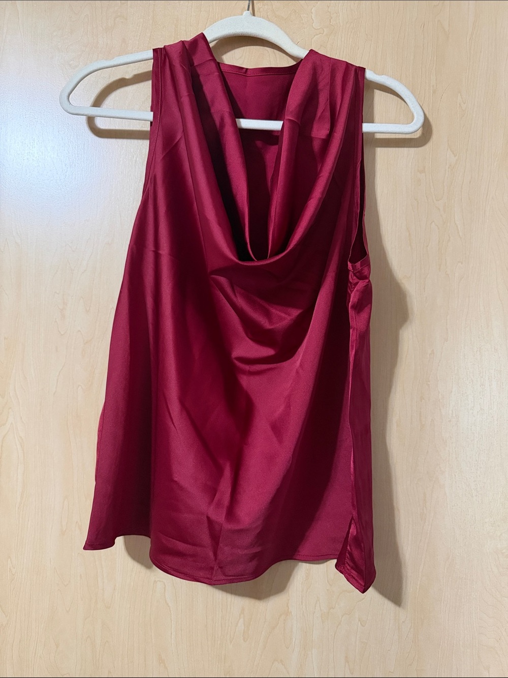 SHEIN Burgundy Cowl Neck Satin Camisole